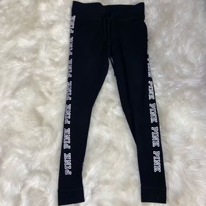Black PINK Drawstring Leggings